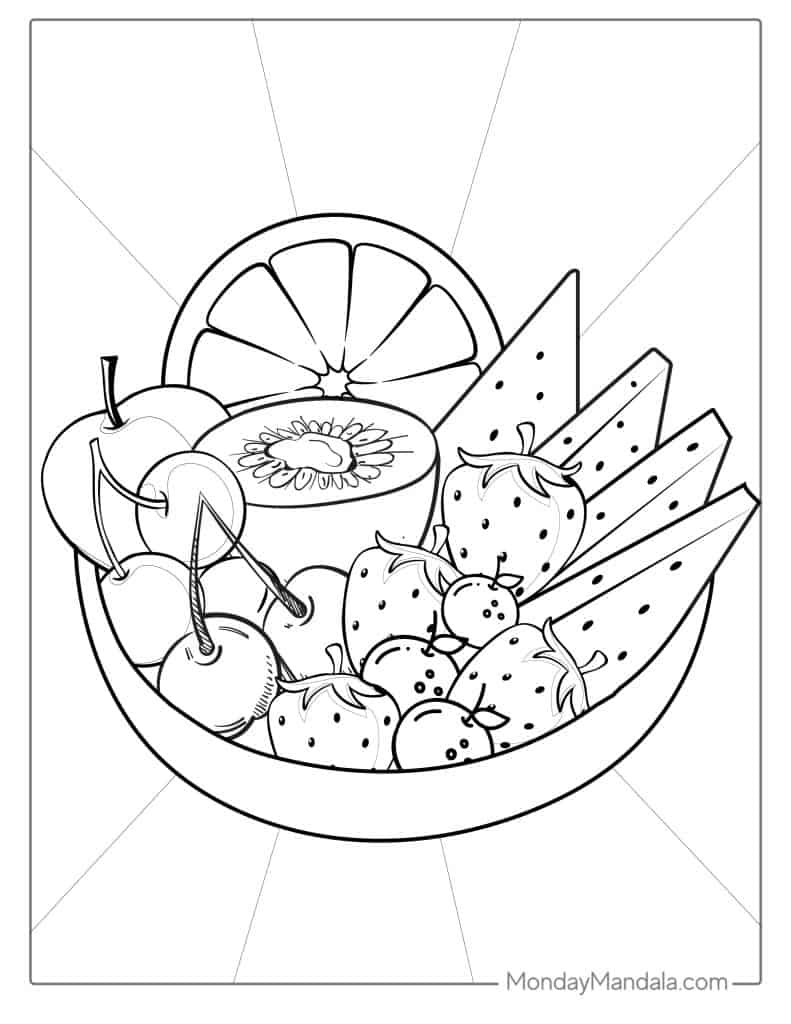 Fruit coloring pages free pdf printables