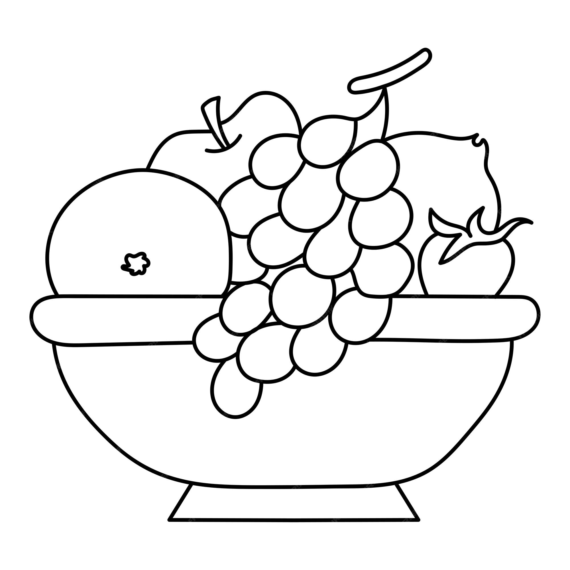 Premium vector fruit basket coloring page for kids vector illustration eps and image