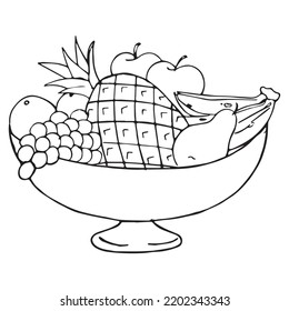 Fruit basket coloring page stock photos