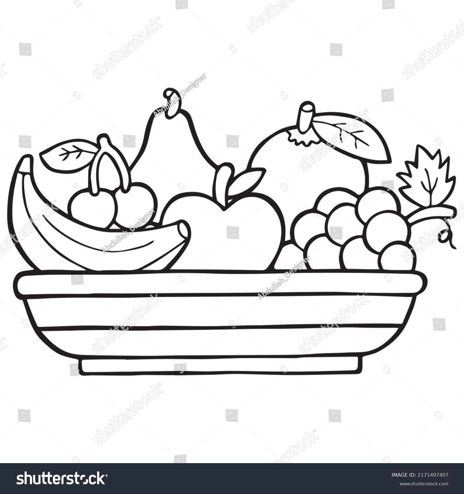 Fruit basket coloring page stock photos