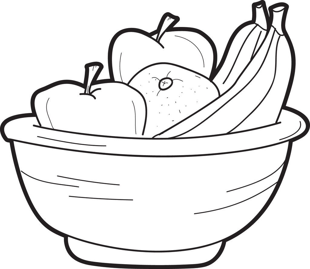 Printable bowl of fruit coloring page for kids â