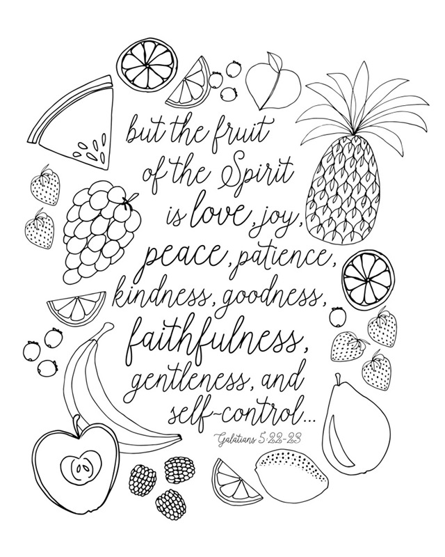 Fruit of the spirit handlettered coloring