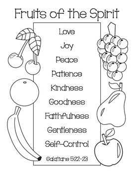 Fruits of the spirit coloring page bible lessons for kids fruit of the spirit bible school crafts