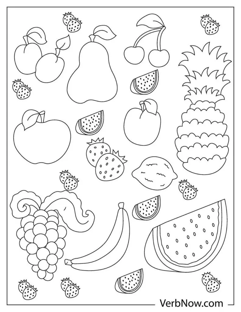 Free fruit coloring pages book for download printable pdf