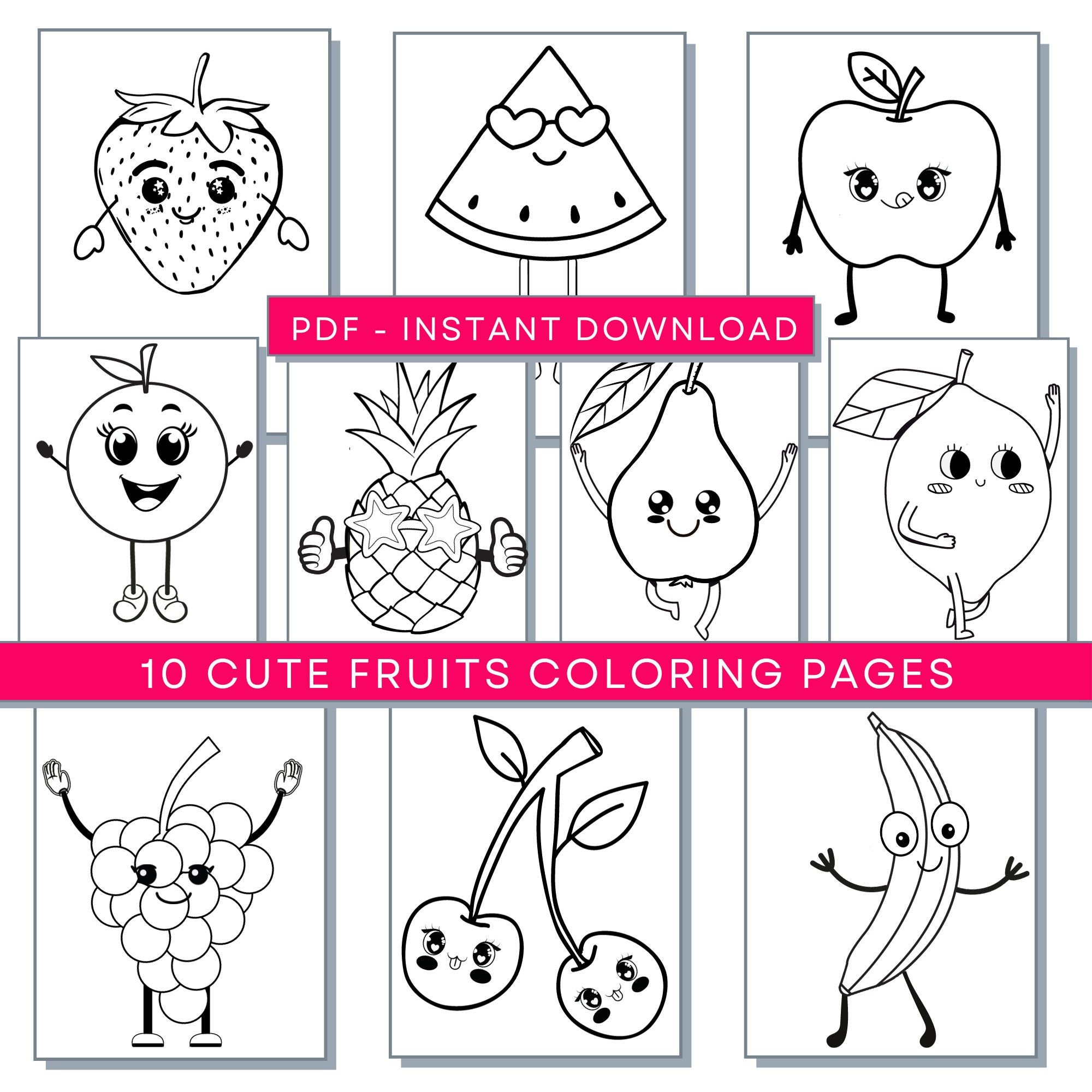 Cute fruit coloring pages kawaii food printable funny fruits coloring page funny food coloring page cute food coloring kawaii fruit