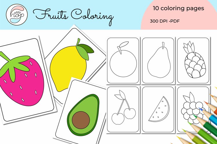 Fruits time pattern coloring pages printable