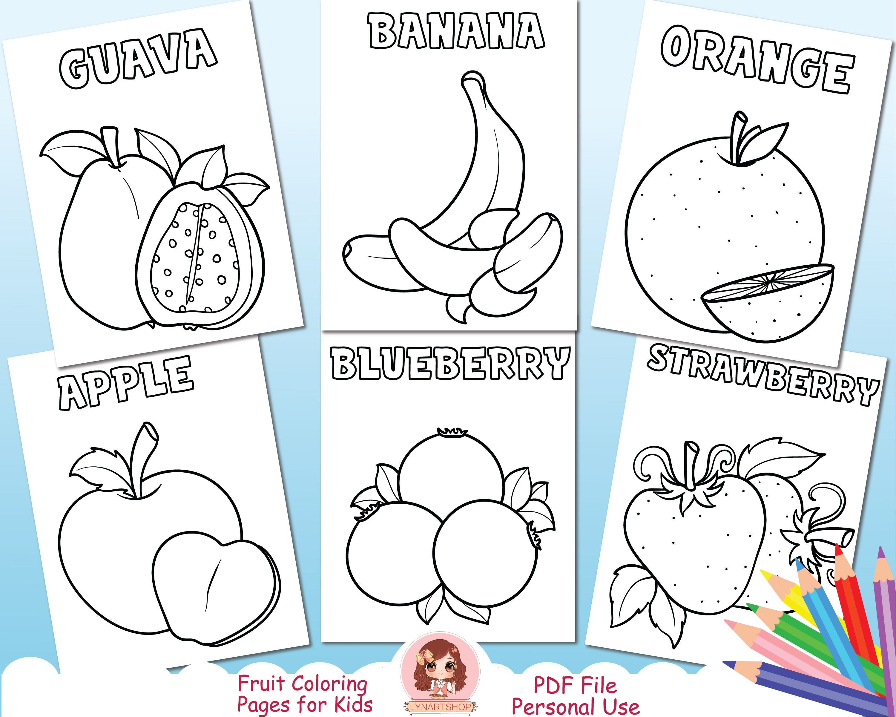 Fruit coloring pages for kids fruits tropical activity sheets for children printable coloring pages