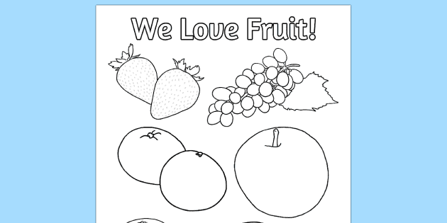 Fruit poster to colour in beautifully illustrated