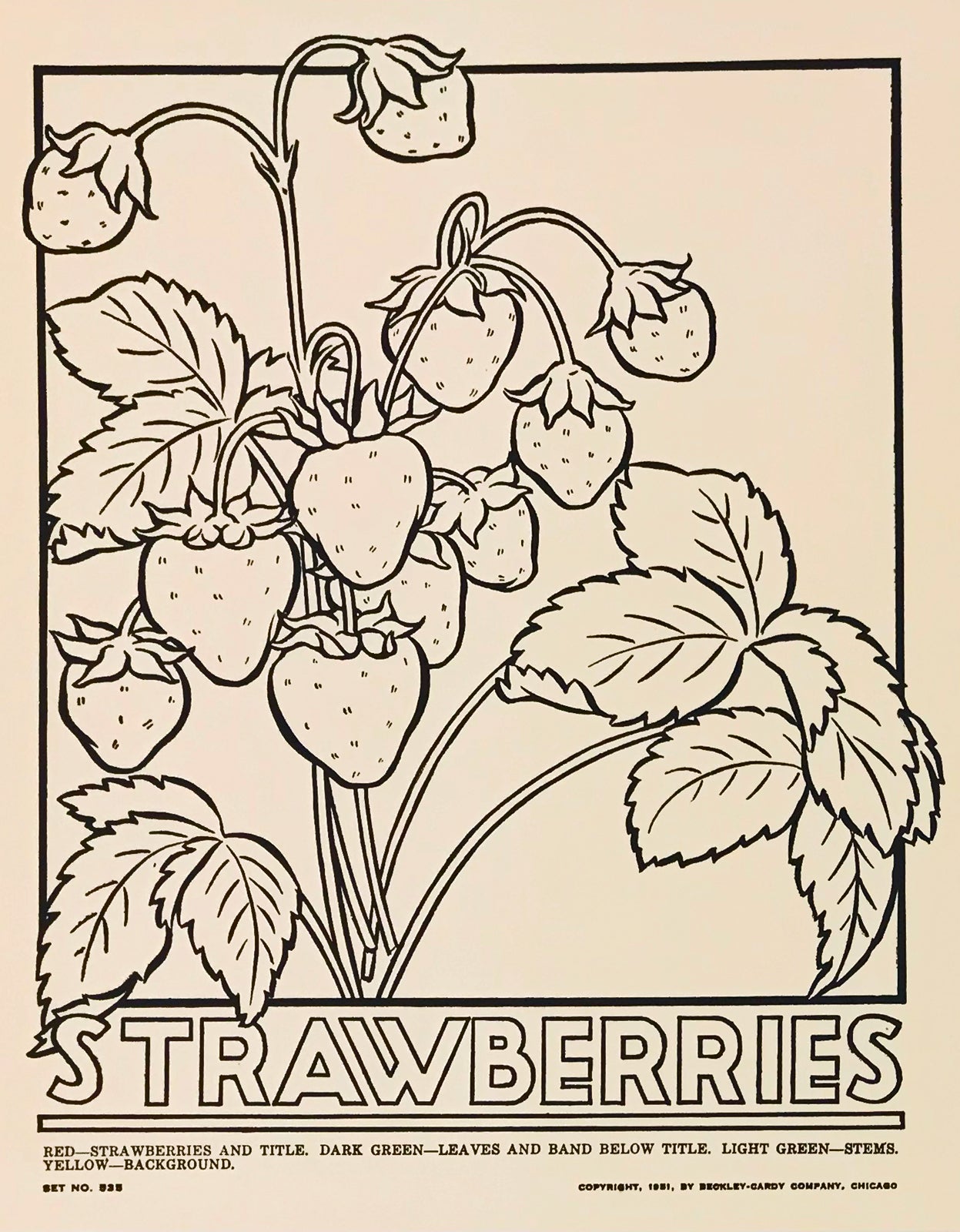 Picture posters to color fruits and vegetables design f raymond elms