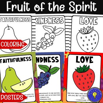 Fruit of the spirit posters coloring pages bible verses tpt