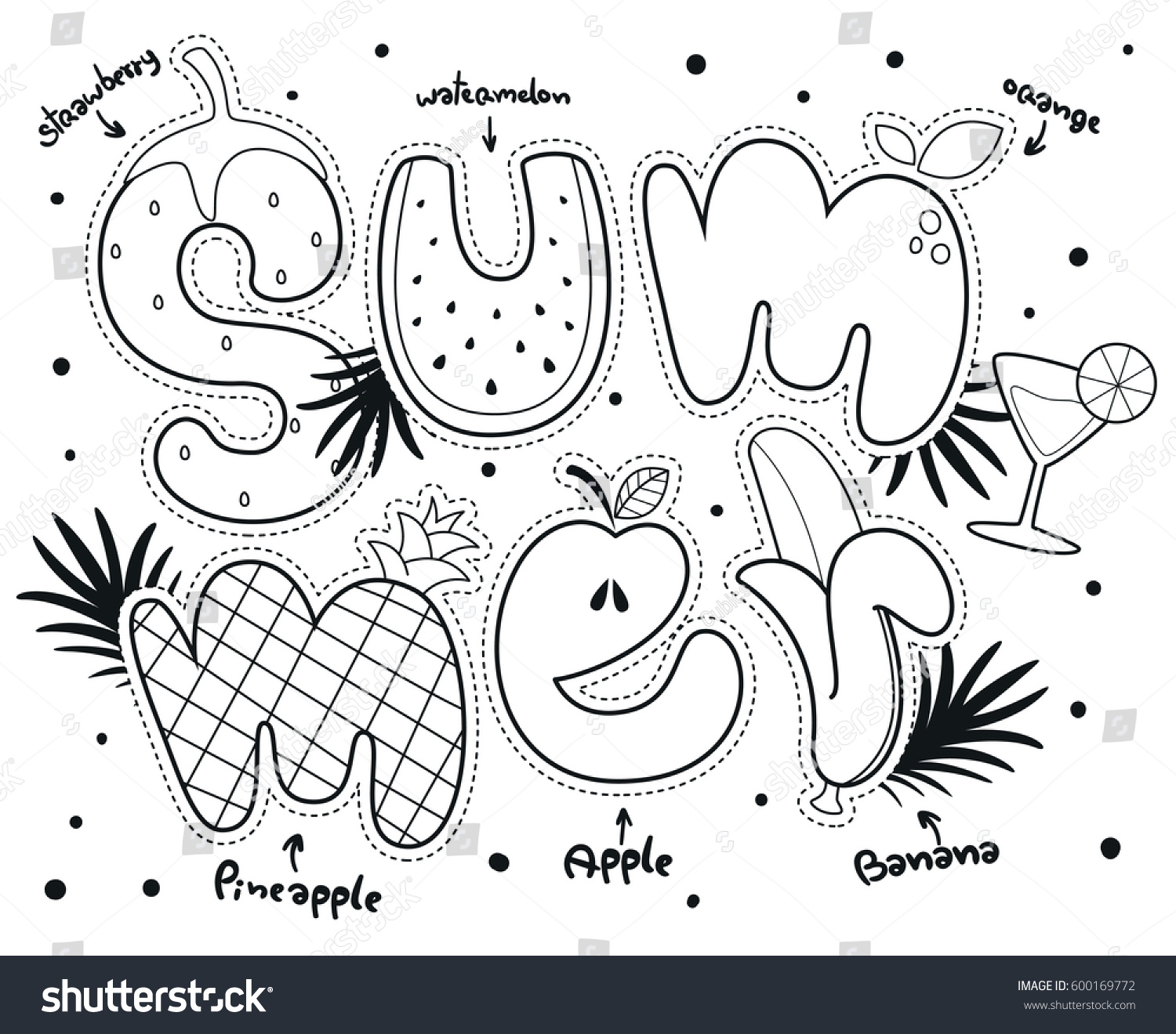 Coloring page outline summer poster fruit stock vector royalty free