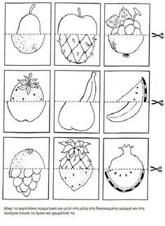 Easy fruit puzzle fruit coloring pages worksheets preschool