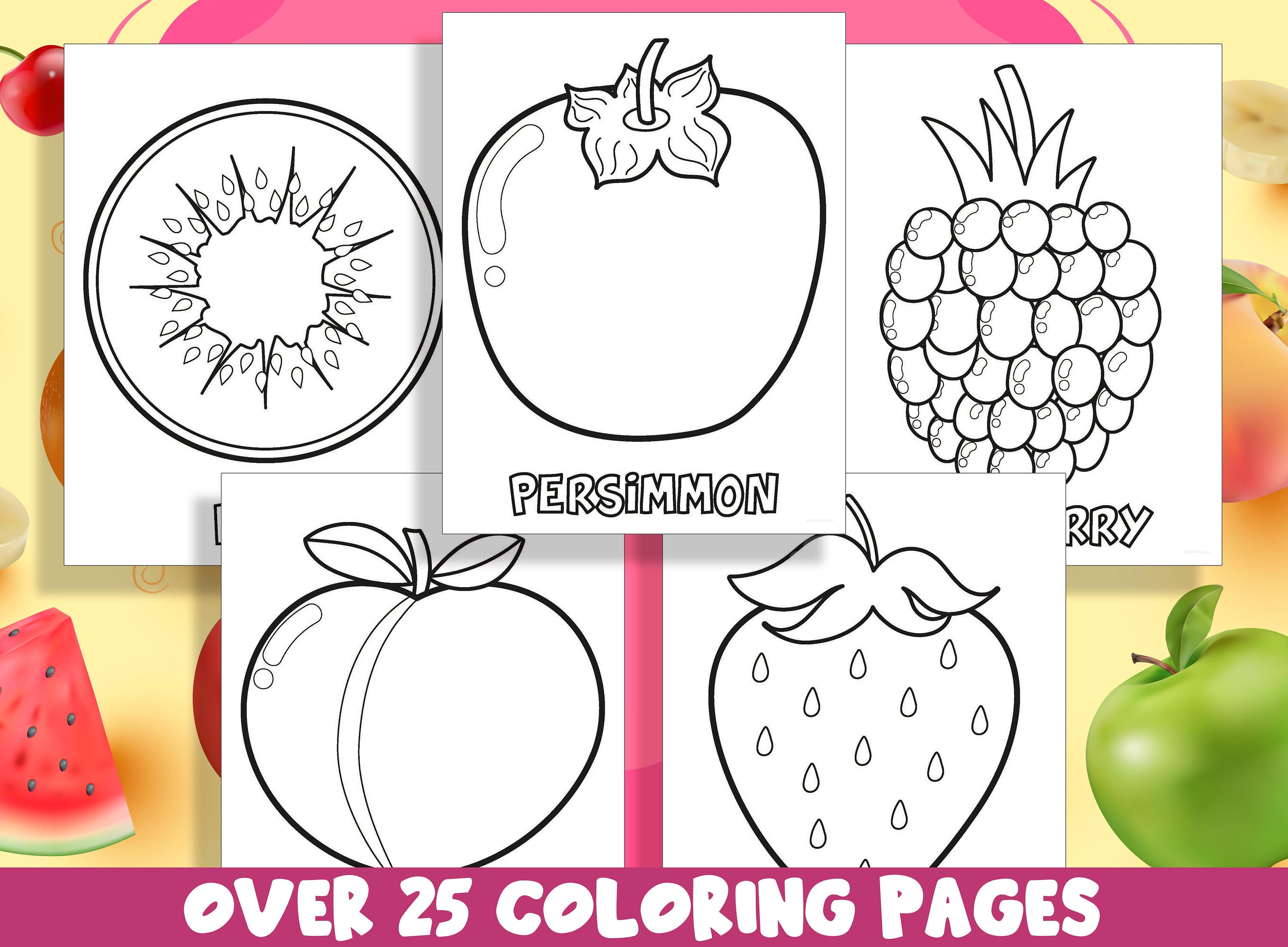 Fruit coloring pages printable fruit coloring pages for preschool prek and kindergarten children