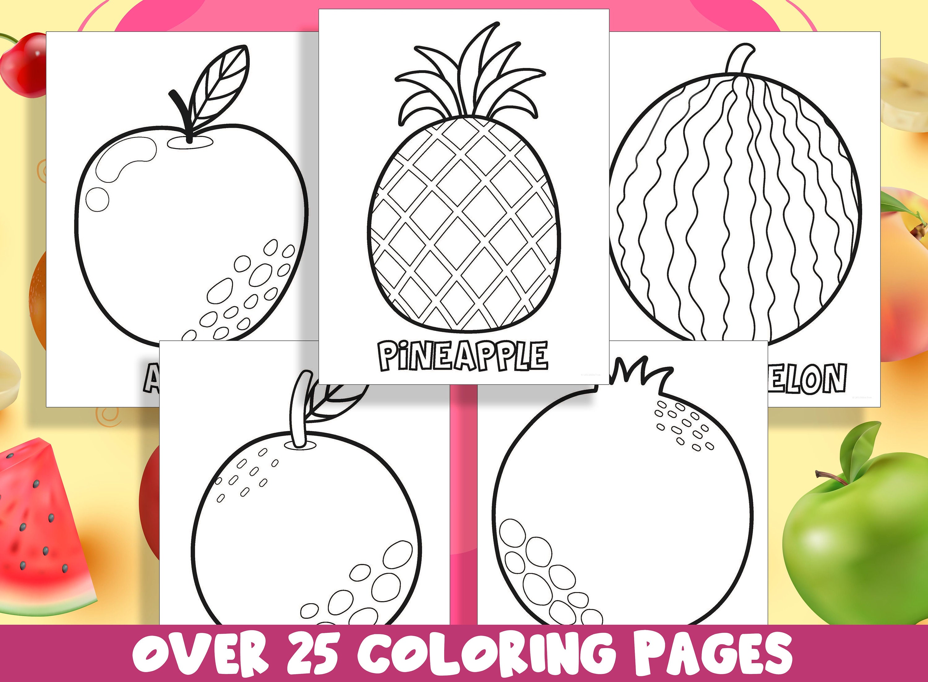 Fruit coloring pages printable fruit coloring pages for preschool prek and kindergarten children