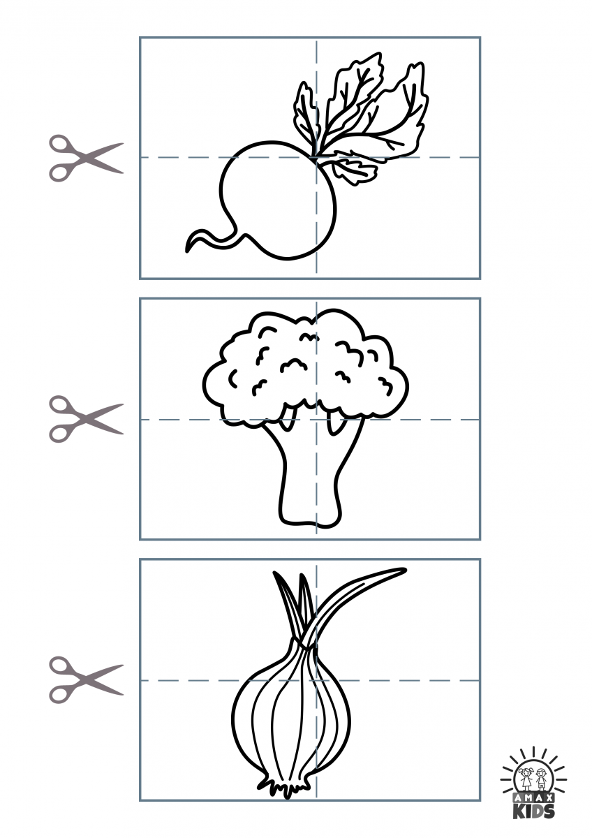 Printable fruits and vegetables puzzle for kids amax kids