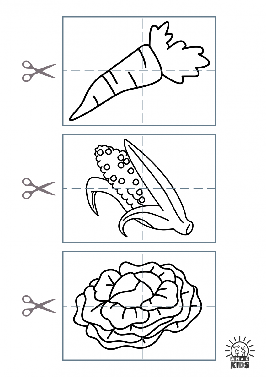 Printable fruits and vegetables puzzle for kids amax kids