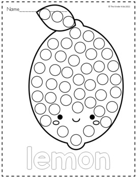 Fruit dot markers coloring pages by the kinder kids tpt