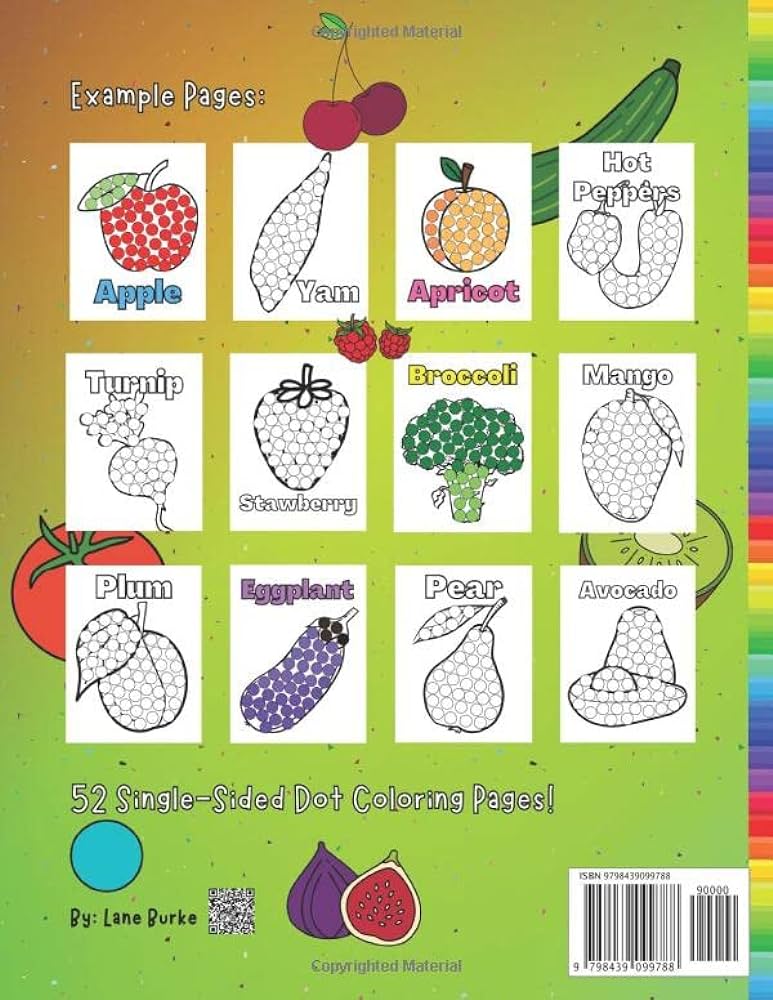 Dot marker fruits vegetables coloring book easy coloring for toddlers and kids burke lane books