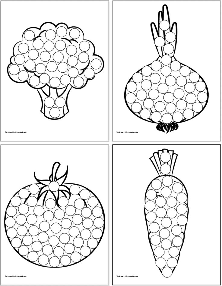 Fruit and vegetable dab it dot marker pages dot markers fruit coloring pages dot marker activities