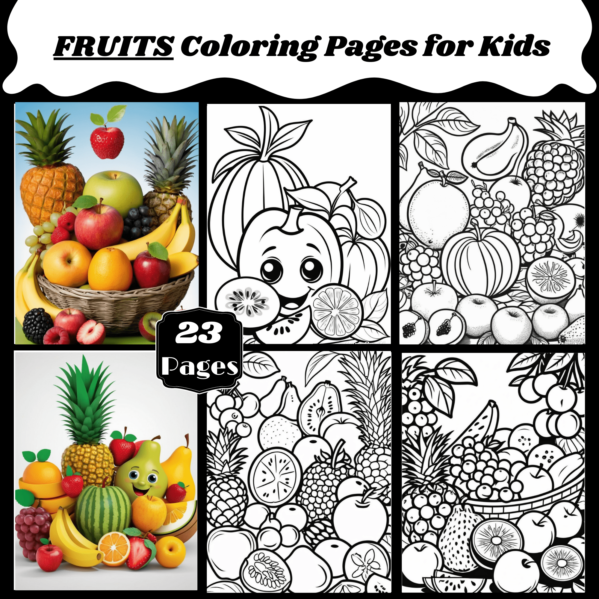 Fruits coloring pages for kids made by teachers