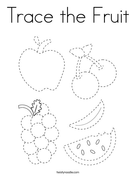 Trace the fruit coloring page