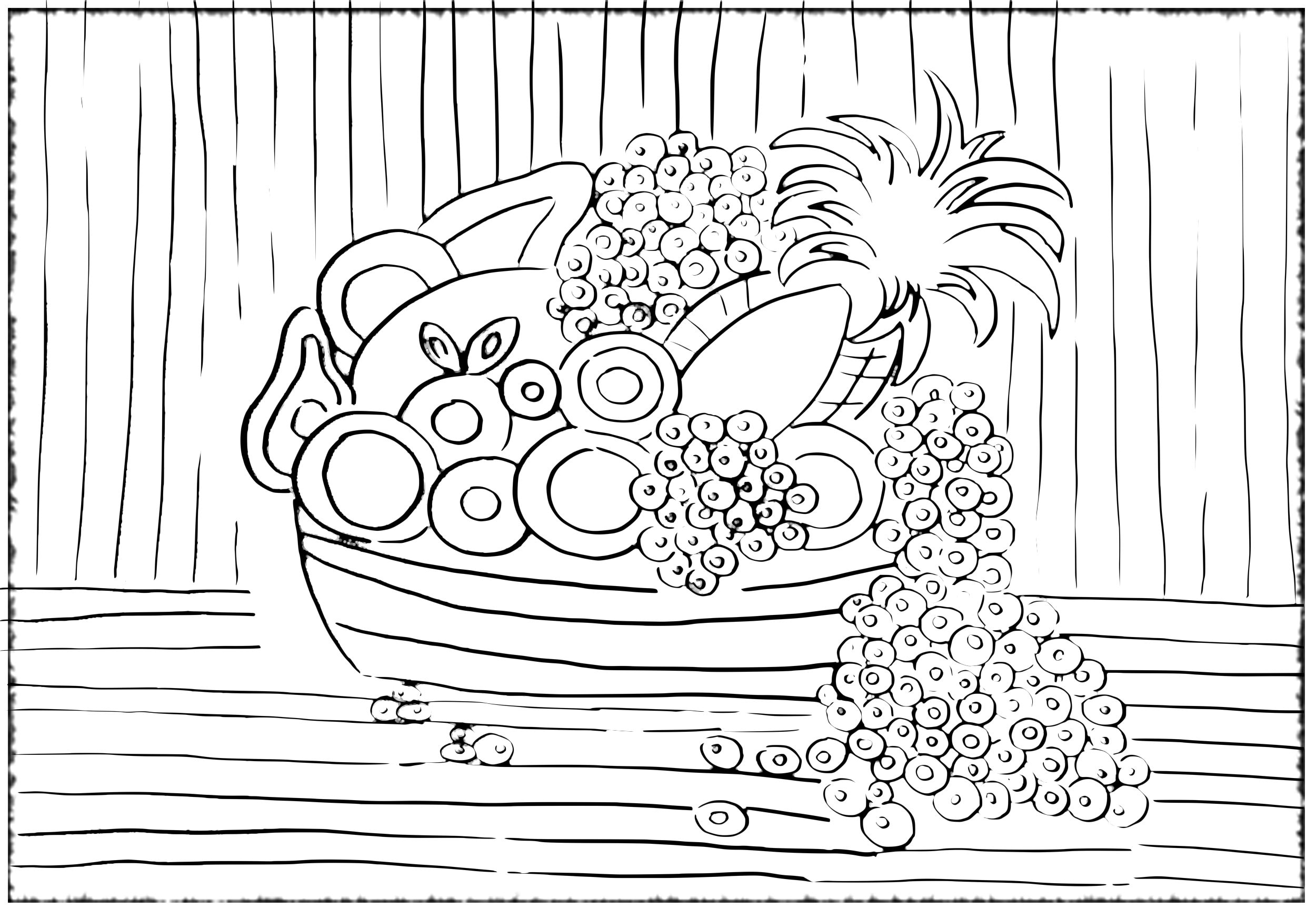 Fruit basket coloring page for kids