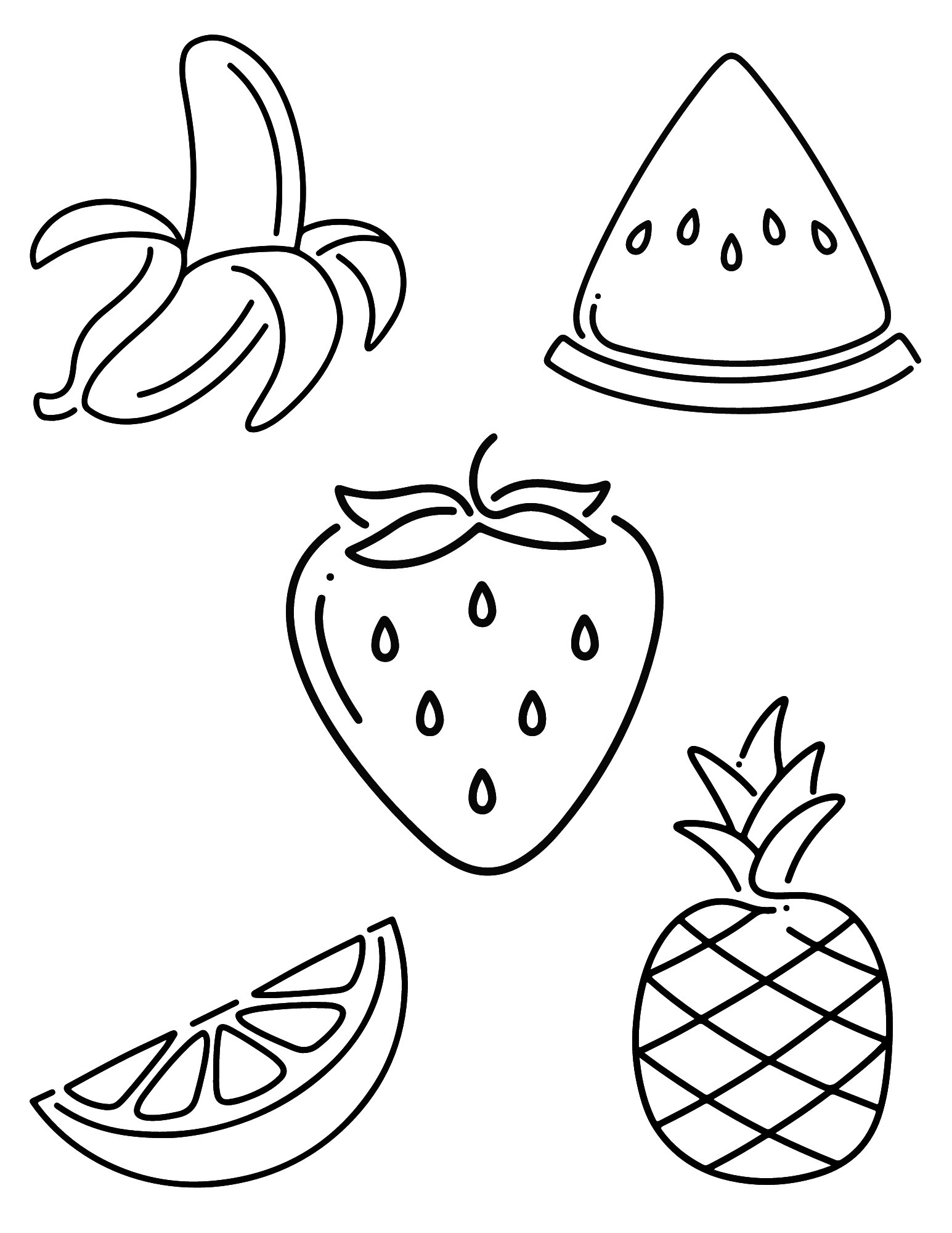 Printable fruit coloring page for kids food