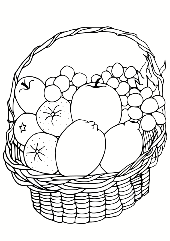 Fruits basket drawing for coloring page free printable nurieworld