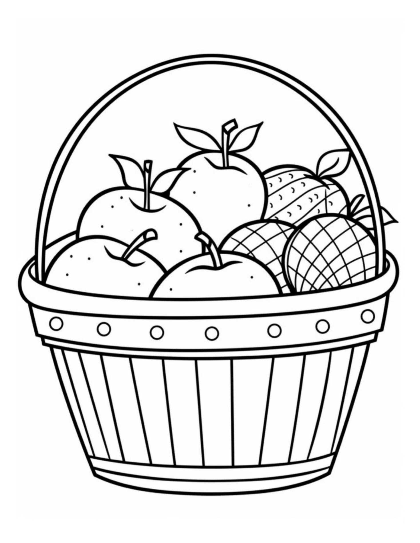 Hand drawn scientific drawing of different fruits in a basket on Craiyon