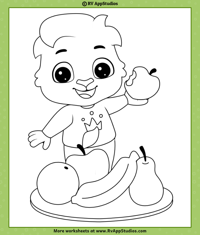 Fruit basket coloring pages for kids