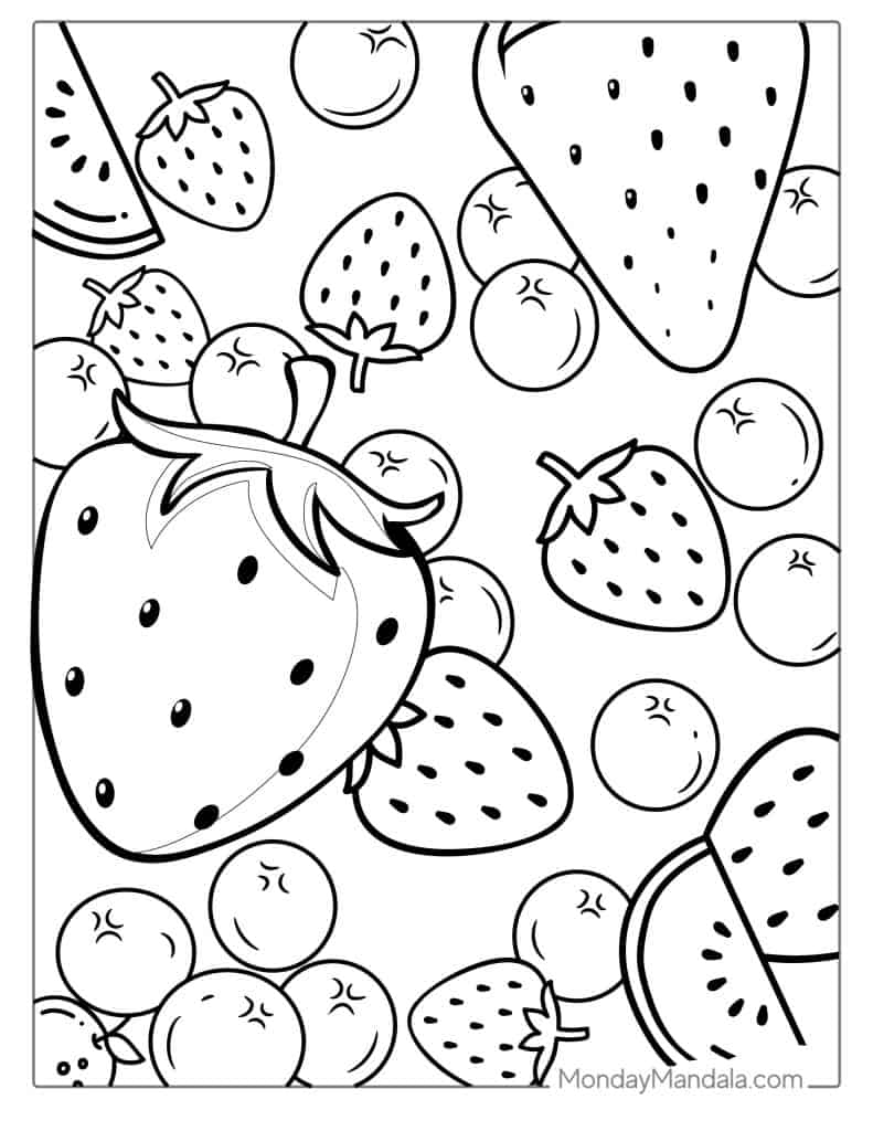 Fruit coloring pages free pdf printables