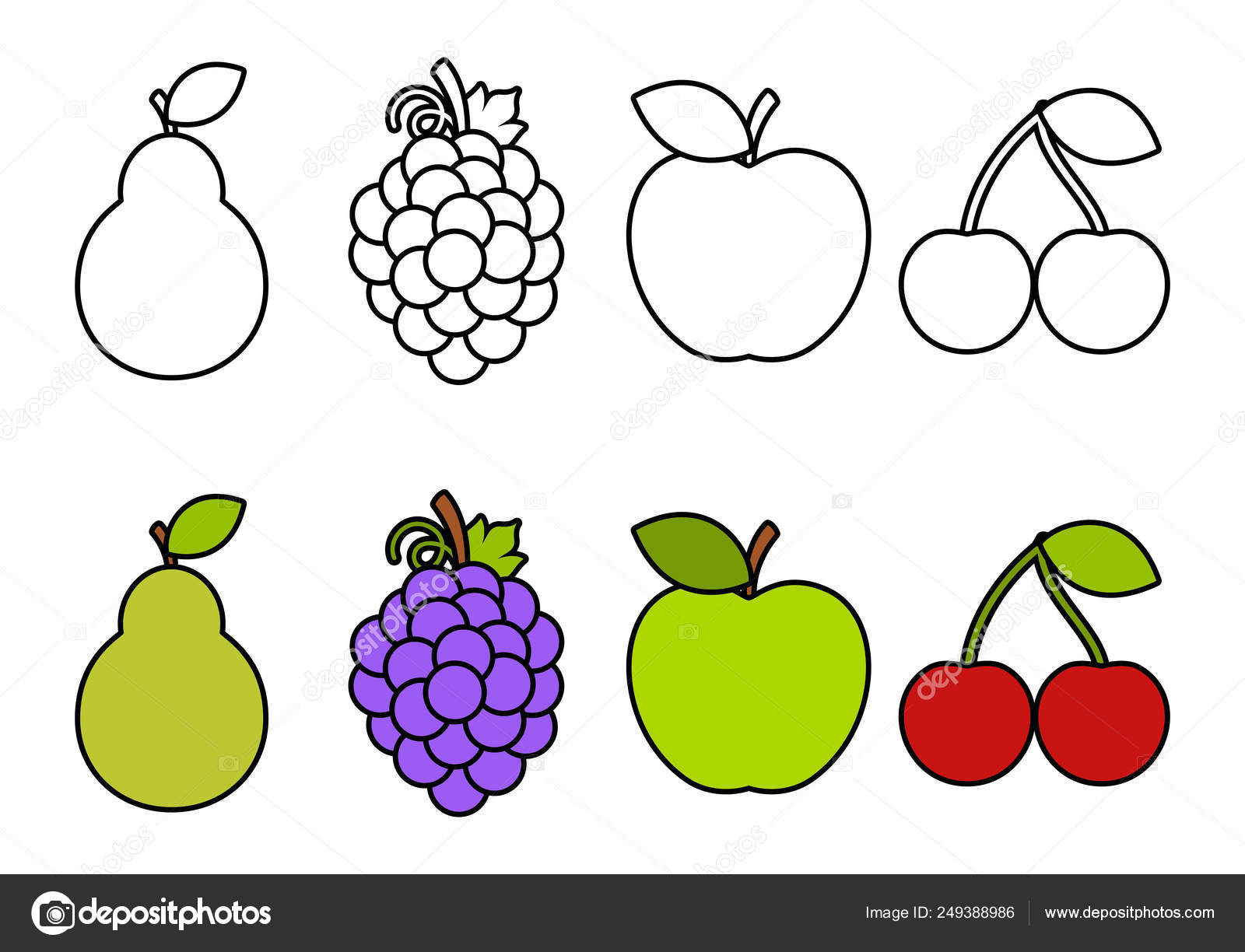 Coloring book fruits coloring kids stock vector by pureimagination