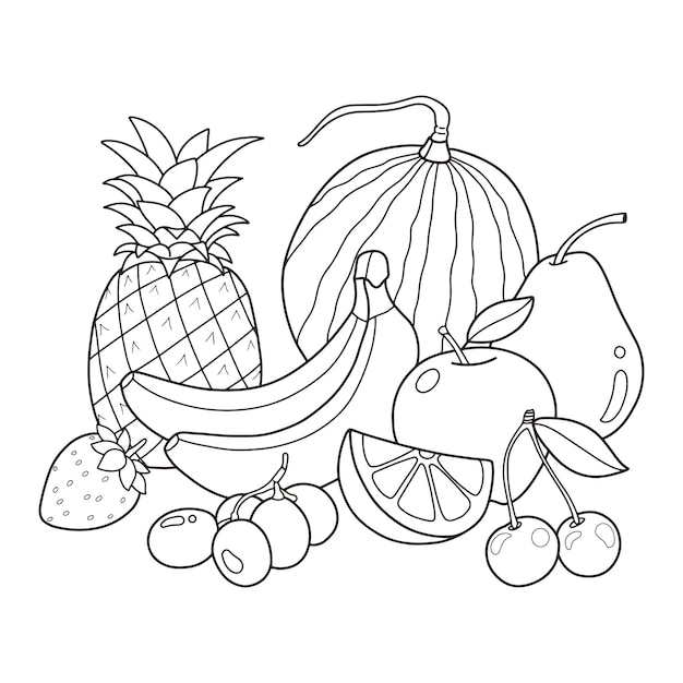 Fruit coloring page vectors illustrations for free download
