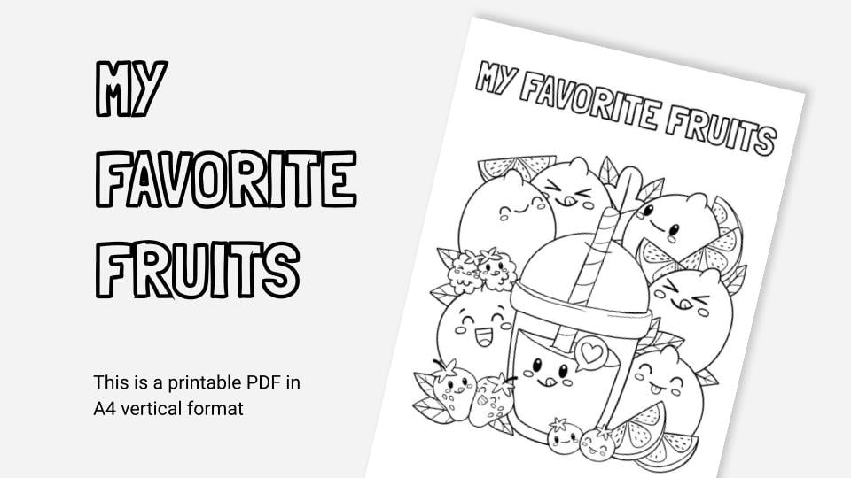 My favorite fruits printable coloring worksheet