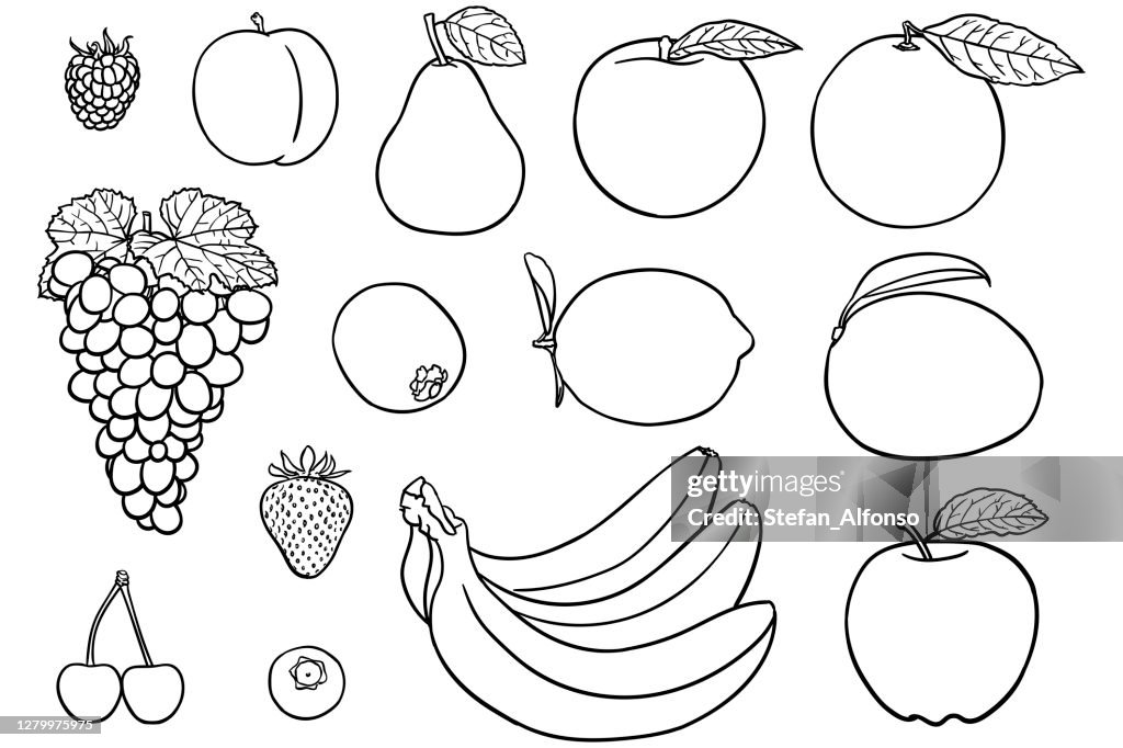 Dibujos simples de fruta para colorear libros ilustraciãn de stock