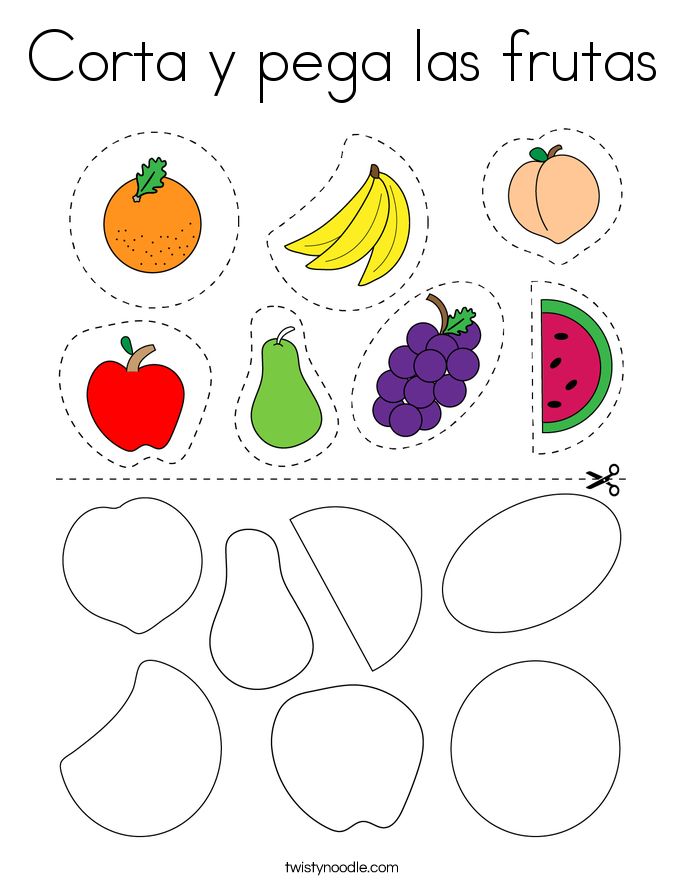 Corta y pega las frutas coloring page fruit coloring pages kids worksheets preschool preschool learning activities