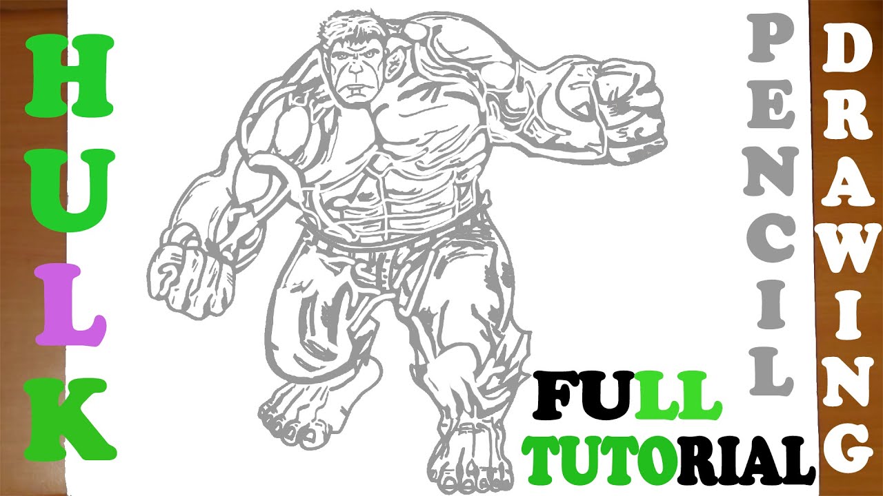 How to draw hulk full body step by step easy from avengers pencil drawing tutorial