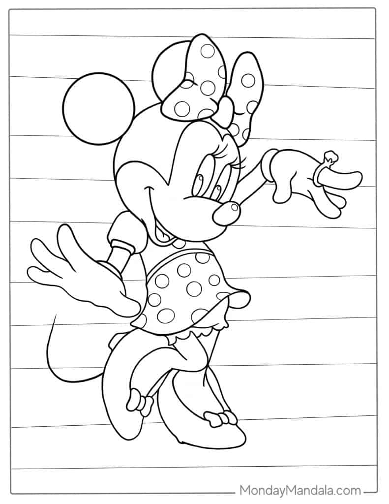 Minnie mouse coloring pages free pdf printables