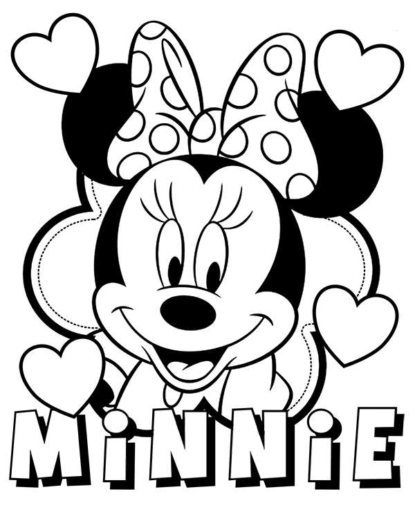 Minnie mouse on disney coloring pages for girls