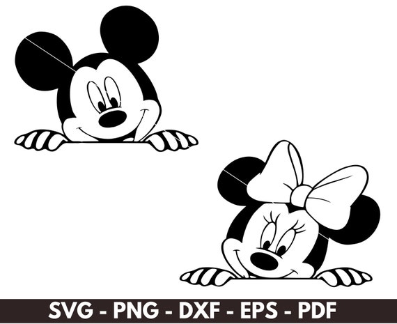 Minnie mickey mouse peeking svg minnie mouse face svg cricut cut files silhouette cut files instant download