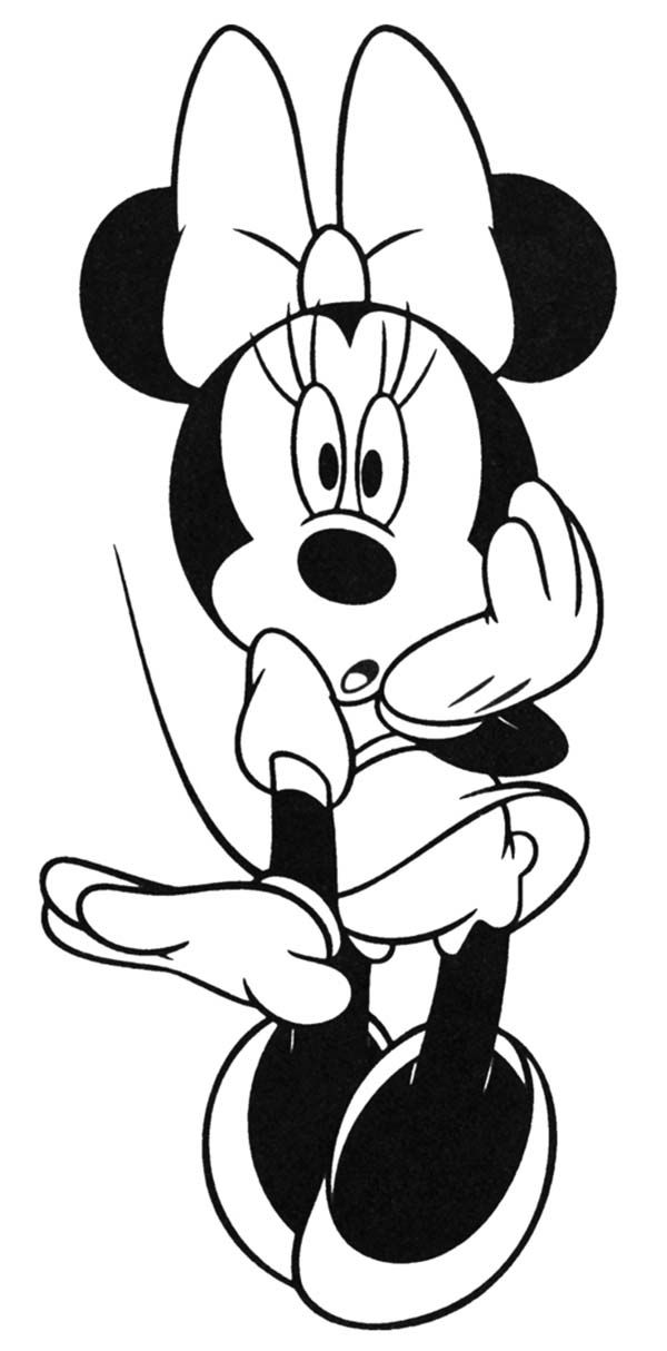 Minnie mouse is surprised coloring page