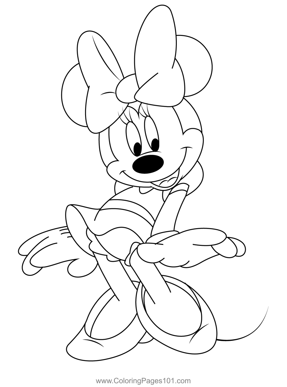 Minnie mouse style coloring page for kids