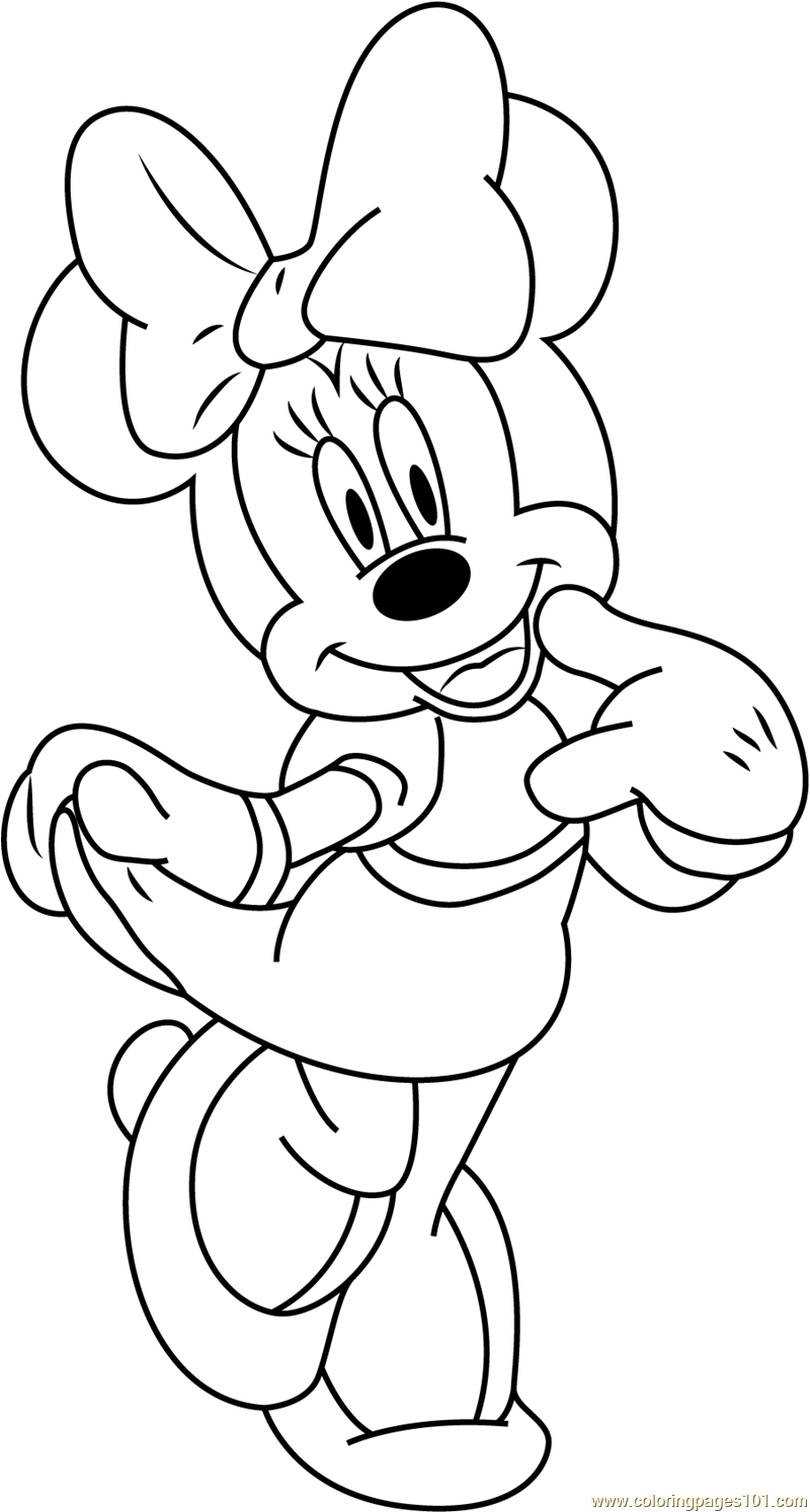 Minnie mouse smiling coloring page for kids