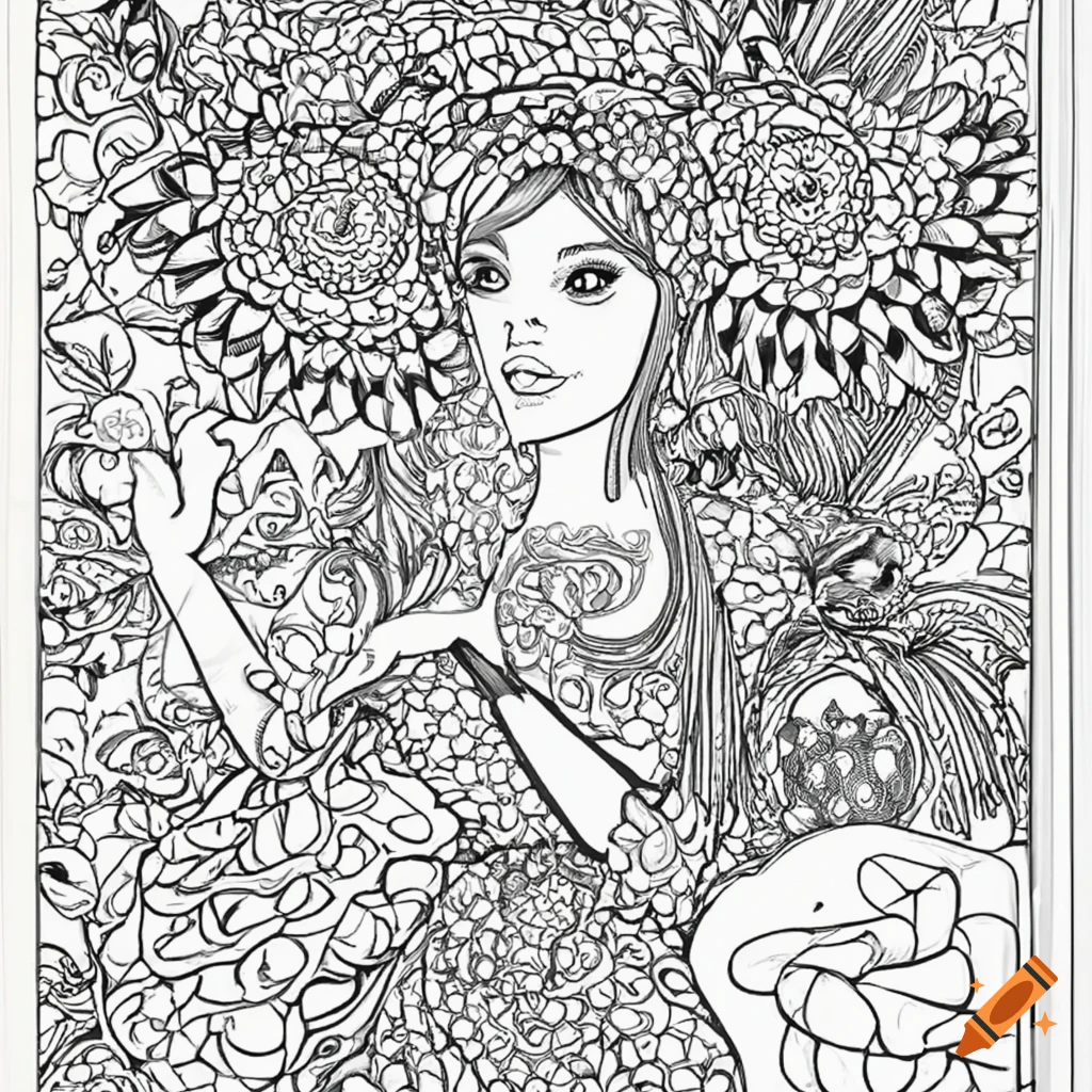 Coloring book page for adults cocktail no shading low detail cartoon style full color on