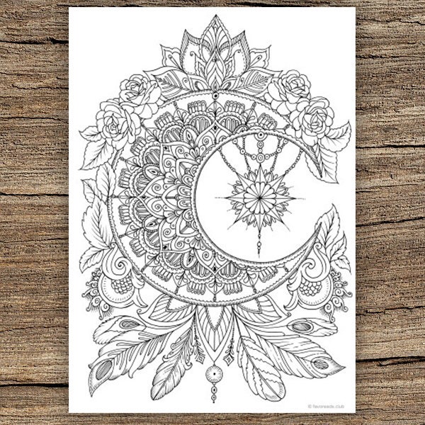 Moon printable adult coloring page from favoreads coloring book pages for adults and kids coloring sheets colouring designs