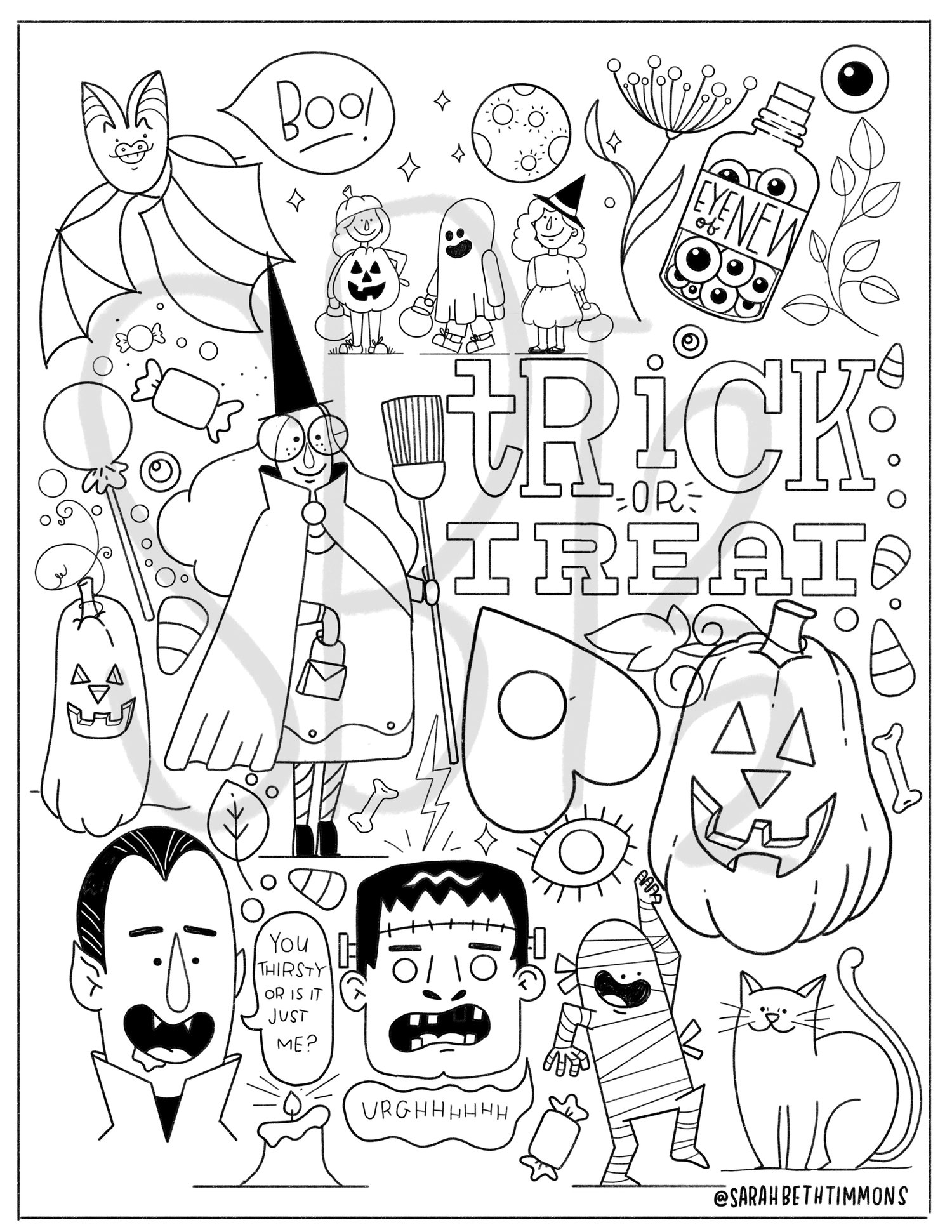 Halloween coloring page part â sarah beth timmons