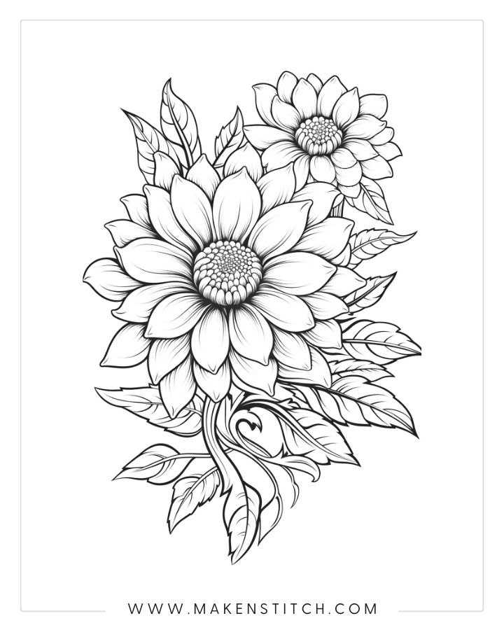 Flower coloring pages for kids and adults free printables