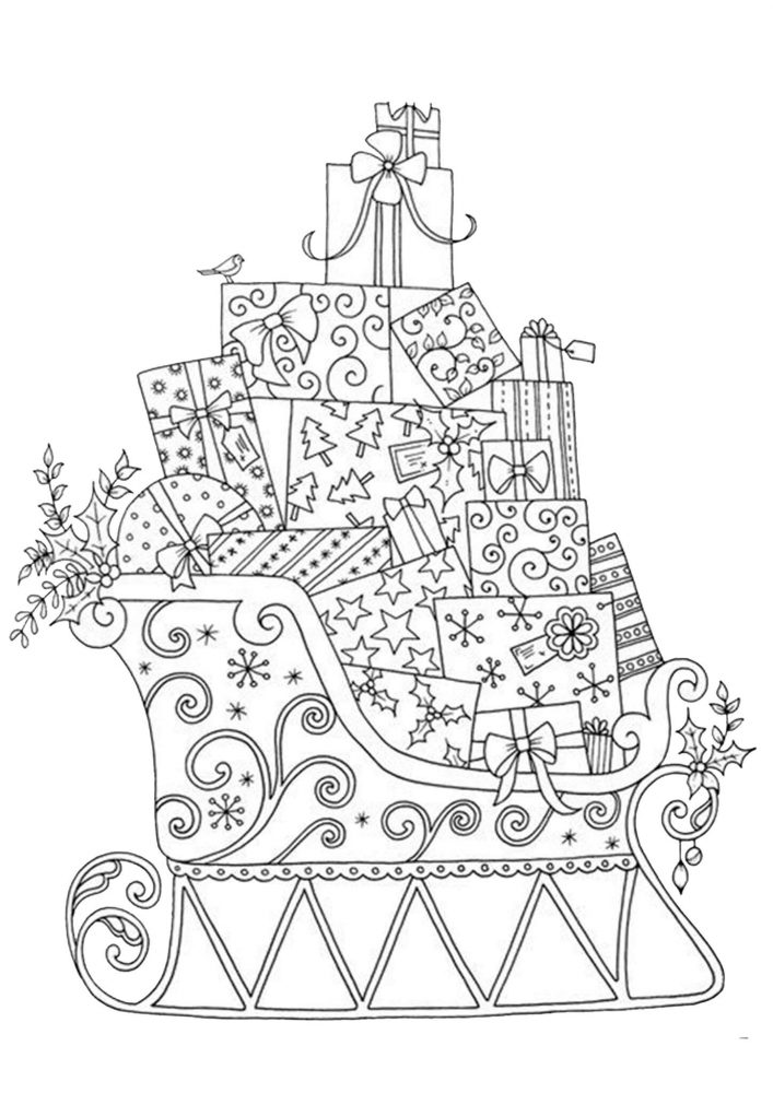 Free easy to print adult christmas coloring pages