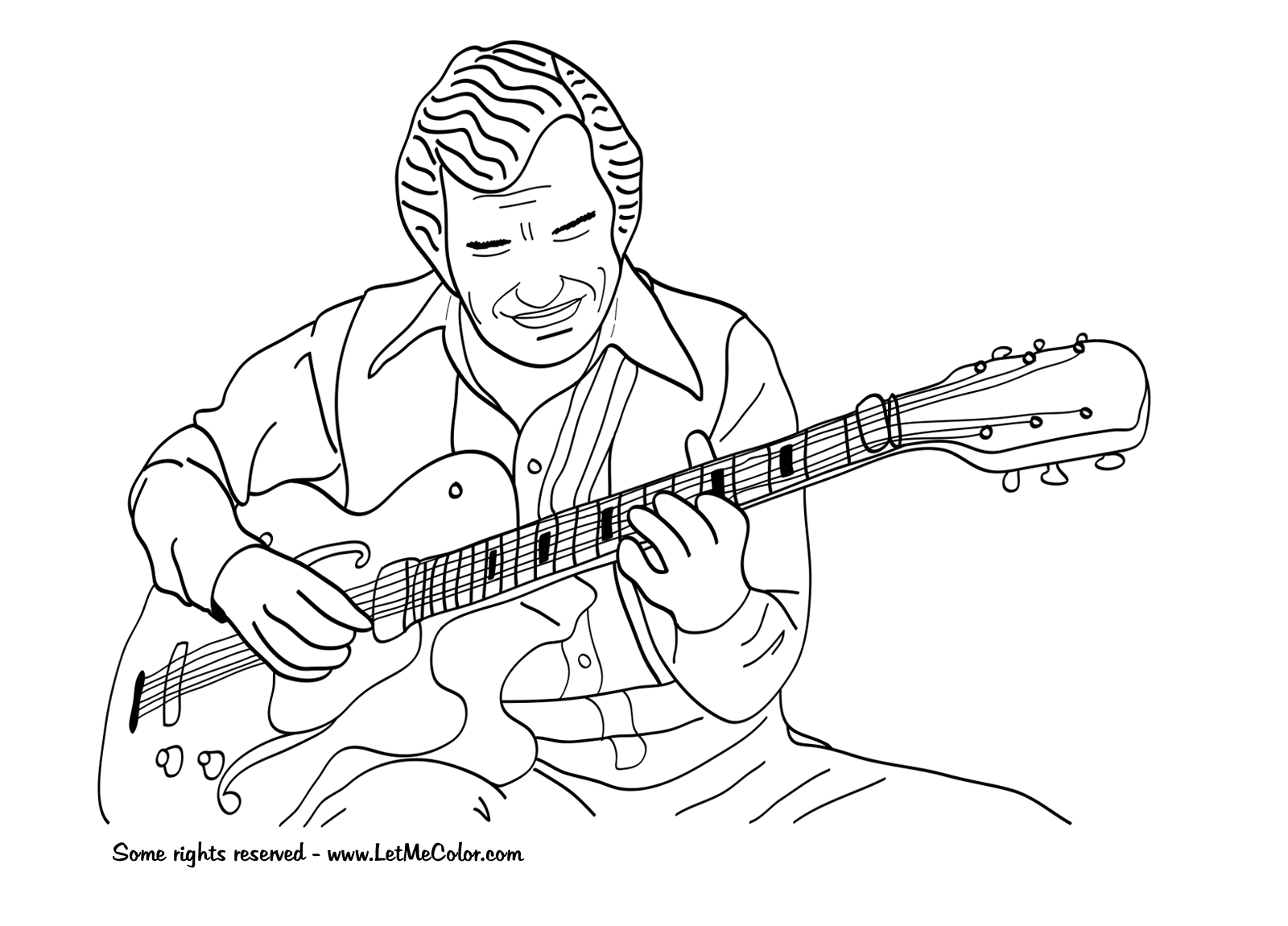 Music coloring page jazz guitar