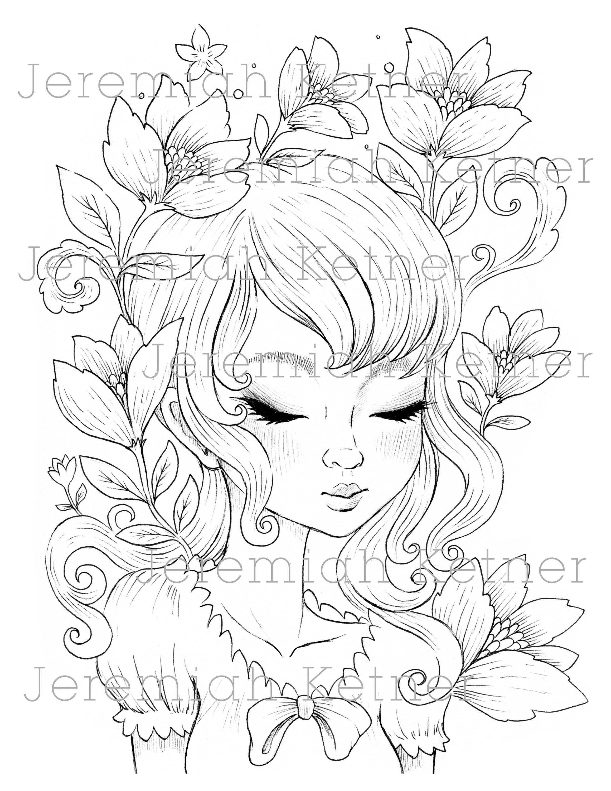 Spring love coloring page